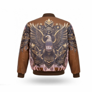 SIXGEAR Brown Faux Leather Varsity jacket - Image 4