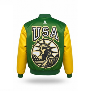SIXGEAR Green-Yellow Satin Varsity jacket - Image 4