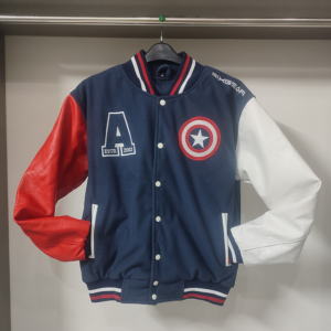 SIXGEAR Captain America wool and leather  Varsity jacket - Image 3
