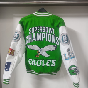 SIXGEAR Green wool-white leather  Varsity jacket - Image 3