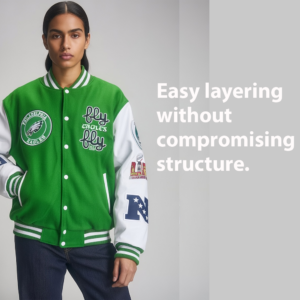 SIXGEAR Green wool-white leather  Varsity jacket - Image 5