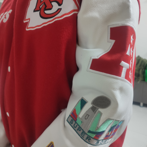 SIXGEAR Red wool-white leather  Varsity jacket - Image 6