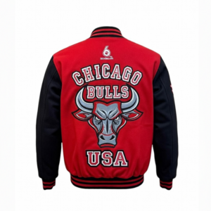 SIXGEAR Red wool-Black leather  Varsity jacket - Image 4